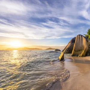 Anse Source d Argent beach, La Digue island, Seychelles, Africa