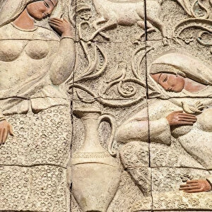 Azerbaijan, Baku, Carvings on wall in The Old Town - Icheri Sheher