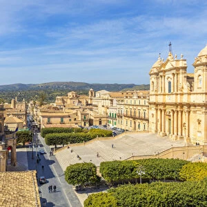 Baroque St nicholas church cathedral of Noto viewed from an elevated terrace