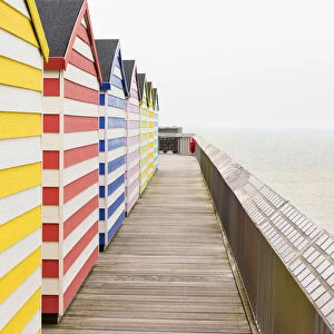 Beach huts on Hastings Pier, Sussex, England