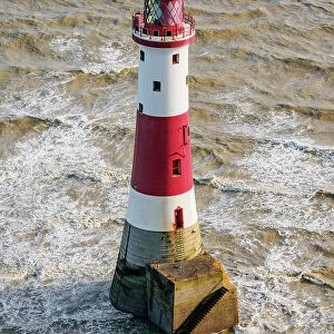 Beachy Head Lighthouse, elevated view, Eastbourne, East Sussex, England, United Kingdom