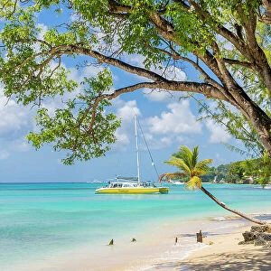A boat at Alleynes Bay, Barbados, Caribbean