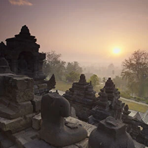 Borobudur Temple at sunrise (UNESCO World Heritage Site), Java, Indonesia