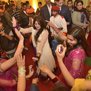 Bridesmaids dancing at Indian Wedding, Bharatpur, Rajasthan, India