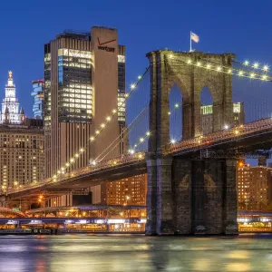 Brooklyn Bridge Nighttime Print, Manhattan, New York Brooklyn Bridge Nighttime Print, Manhattan, New York