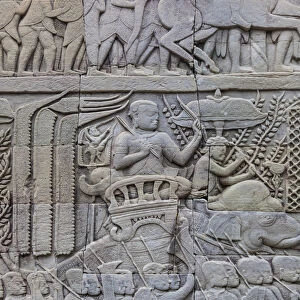 Cambodia, Angkor, Angkor Thom, Bayon Temple, temple bas-relief