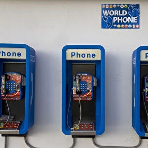 Caribbean, Antigua, St. Johns Town, World phone pay phones