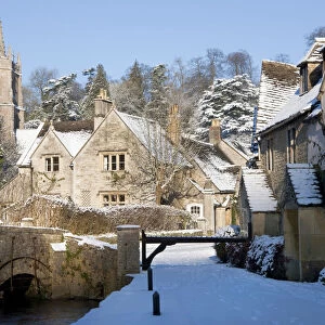 Castle Combe in the snow, Wiltshire, UK