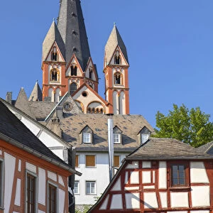 Cathedral (Dom) and half-timbered buildings, Limburg, Hesse, Germany