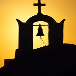 Church Bell Tower at Sunset, Oia, Santorini, Greece