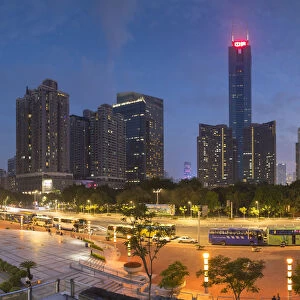 CITIC Plaza at dusk, Guangzhou, Guangdong, China