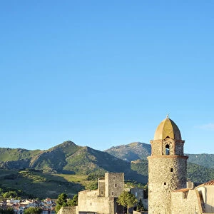 Clocktower of Notre-Dame-des-Anges church and the Chateau Royal de Collioure
