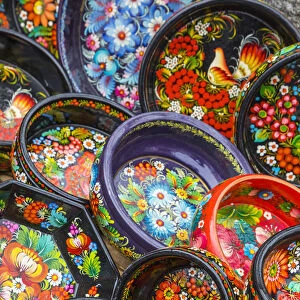 Colourful laquered bowls, Souvenirs, Kiev (Kyiv), Ukraine