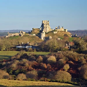 Corfe Castle from Corfe Common, Ise of Purbeck, Dorset, England