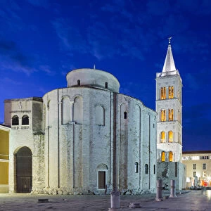 Croatia, Zadar Region, Zadar. Roman ruins in front of the Church of St