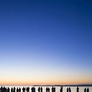 Croatia, Zadar Region, Zadar. Sunset at the Greeting to the Sun - a 22 metre installation