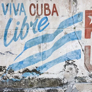 Cuba, Matanzas Province, Varadero, revolutionary wall mural