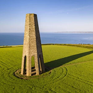 The Daymark, an octagonal day beacon near Dartmouth, Devon, England. Summer (June) 2020