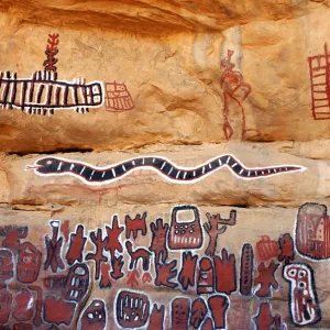 A decorated escarpment at the Dogon village of Songho