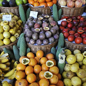 Different kinds of passionfruit. Mercado dos Lavradores, Funchal. Madeira, Portugal