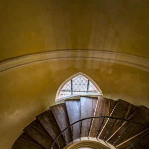 Directly above view of Spiral staircase inside Church of the Assumption of Our Lady and Saint John the Baptist, Kutna Hora, Central Bohemian Region, Czech Republic