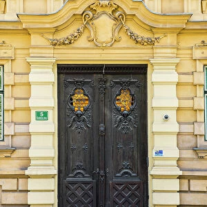 Door in old town of Ljubljana, Slovenia