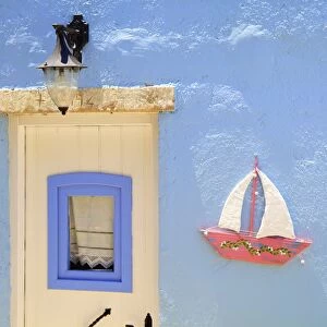 Door And Plaque, Leros, Dodecanese, Greek Islands, Greece, Europe