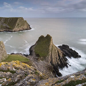 Dramatic cliff top coastal scenery on the Gower Peninsula, Wales, UK