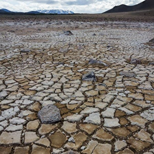 Dry cracked muddy ground at Namafjall Hverir geothermal area, Myvatnssveit, Northeast