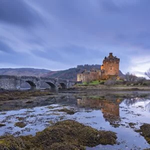 Eilean Donan Castle at twilight, Dornie, Scotland