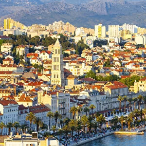 Elevevated view over the picturesque harbour city of Split, Split, Dalmatia, Croatia