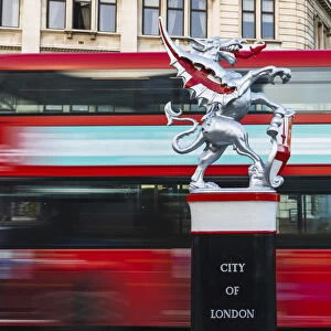 England, London, City of London, Dragon Statue Boundry Mark Guarding The Entrance