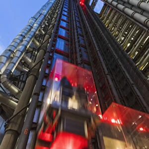 England, London, City of London, Lloyds Building with Exterior Elevators