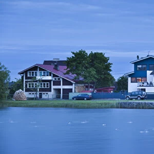 Estonia, Western Estonia, Haapsalu, house by Vaikeviik Lake, evening