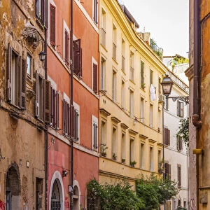 Europe, Italy, Rome. A street in Trastevere with the typical facades