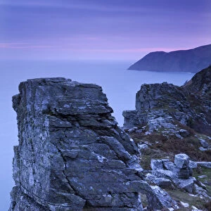 Foreland Point from the Valley of Rocks at dawn, Exmoor, Devon, England. Winter