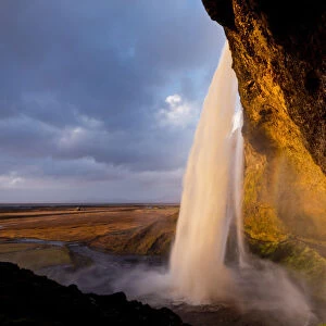 Golden Light on Seljalandsfoss Waterfall, Iceland