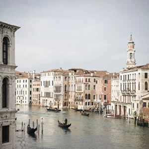 Gondolas on Grand Canal, Venice, Veneto Province, Italy, Europe