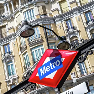 Gran Via street metro sign, Madrid, Spain