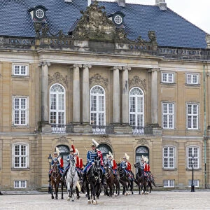 Guards on Horseback, Changing of the Guard, Amalienborg Palace, Copenhagen, Denmark