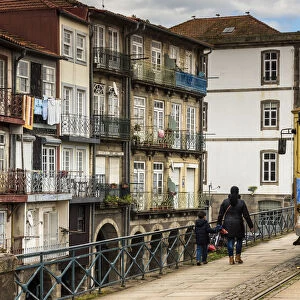 Heritage tram in Ribeira district, Porto, Portugal