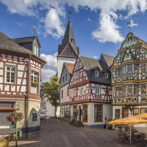 Historic half-timbered houses on the market square of Idstein, Hesse, Germany