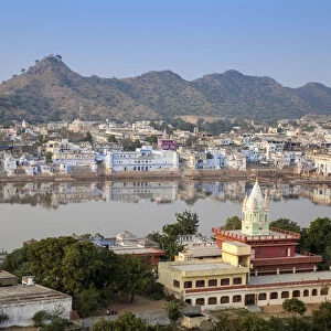 India, Rajasthan, Pushkar, Aerial view of Pushkar