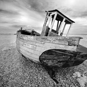Infrared image of the old fishing boat, Dungeness, Kent, UK