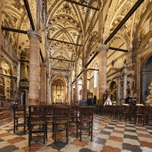Interior of Basilica of Santa Anastasia, Verona, Veneto Province, Italy, Europe