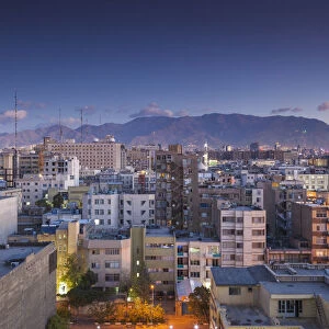 Iran, Tehran, elevated city view, dawn