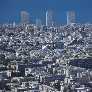 Israel, Tel Aviv, elevated city view from observation platform atop Azrieli Center