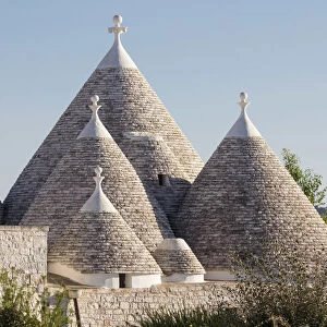 Italy, Apulia (Puglia), Bari district, Itria Valley, traditional trulli rooftops