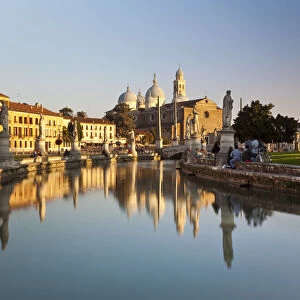 Italy, Veneto, Padova district, Padova, Prato della Valle, Statues and Basilica di
