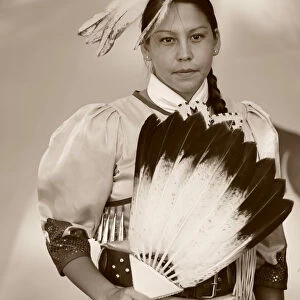 Lakota Woman in full regalia, Custer County, Black Hills National Forest, Western